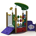 Colorful Playground Equipment Featuring Green Top Blue Panel Yellow Steps And Decorative Elements 3d model