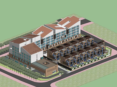 modern hotel office building 3d model