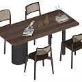 Middle style dining table and chair combination 3d model