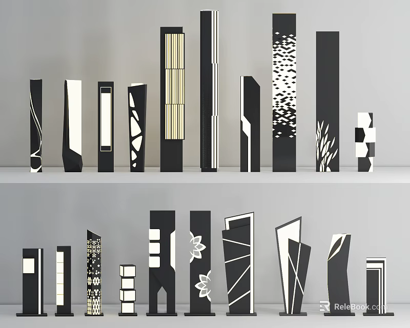 Contemporary Outdoor Lights With Various Geometric Patterns And Stylish Designs 3d model 