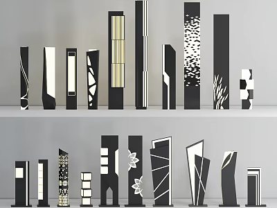 Contemporary Outdoor Lights With Various Geometric Patterns And Stylish Designs 3d model
