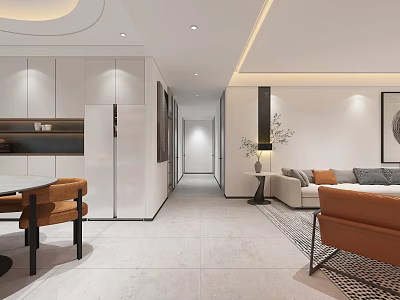 Modern Foyer Hallway With Storage Cabinets And Ceiling Lights 3d model