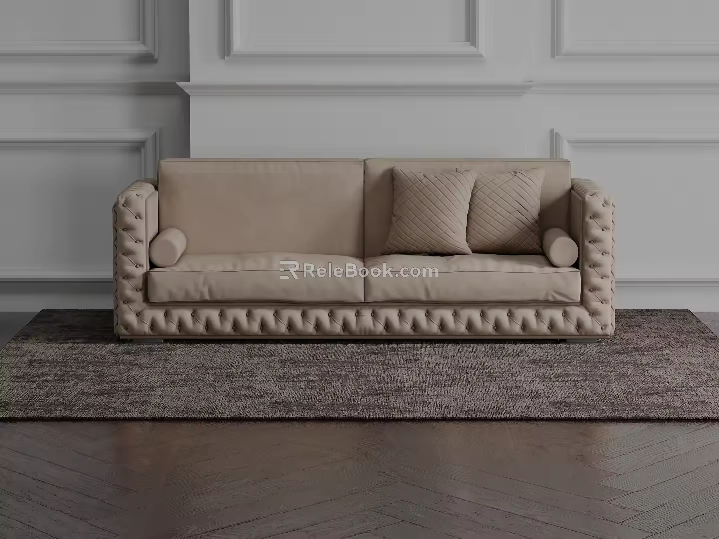 Modern double sofa Italian Fendi sofa 3d model