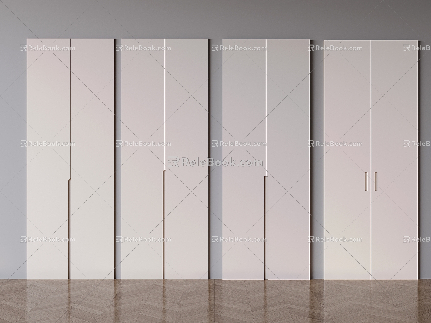 Modern Cream Wardrobe Door Panel Solid Wood Wardrobe Door Panel 3d model