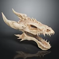 Dragon Skull Organ Featuring Horned Protrusions Sharp Fangs And Bone Texture 3d model