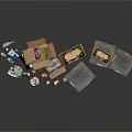 Open Cardboard Boxes With Various Waste Items Including Cans Bottles And Papers
