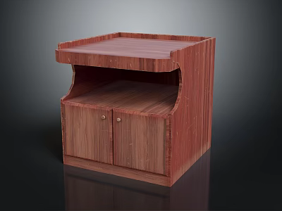 Classic Wooden Nightstand With Cabinet Doors Open Shelf And Smooth Tabletop 3d model