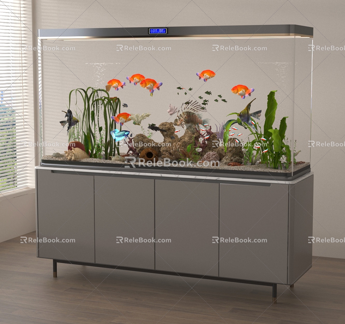 Modern fish tank aquarium 3d model