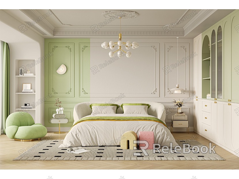 French Bedroom French Wardrobe Cloakroom 3D Model model