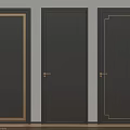 Black Swing Doors With Golden Decorative Lines And Handles For Home Interior