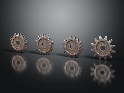 Hardware Tools Featuring Metal Gears With Reflections On Dark Background 3d model