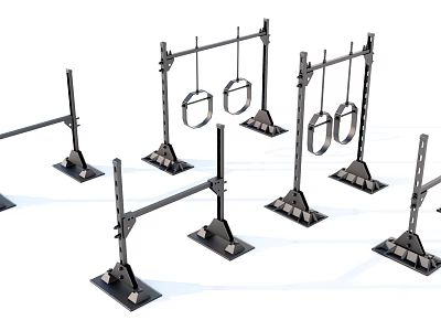 Heavy Duty Industrial Equipment with Metal Frames Ring Components and Square Bases 3d model