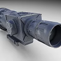 Tactical Dark Blue Night Vision Scope With Lens Adjustment Knobs And Mounting Bracket 3d model