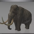 Woolly Mammoth Sculpture With Long Curved Tusks And Shaggy Fur On Dark Background