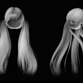 White Long Hair 3D Models With Pigtails And Loose Style Design