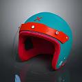 Teal And Red Helmet With Red X Logo Orange Strap Metal Buckles And Red Lining