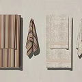 Soft Cotton Striped Plain Towels In Brown Beige Folded And Hanging Design