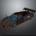 Sleek Sports Car With Aerodynamic Design Metallic Finish Colorful Accents And Rear Spoiler