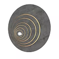 Circular Gray Textured Wall Hanging With Gold Rings And Central White Sphere