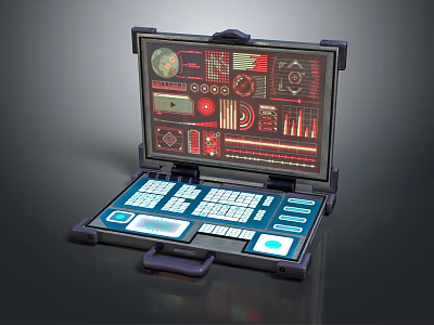 Portable Tech Control Suitcase With Digital Display And Interactive Control Buttons 3d model