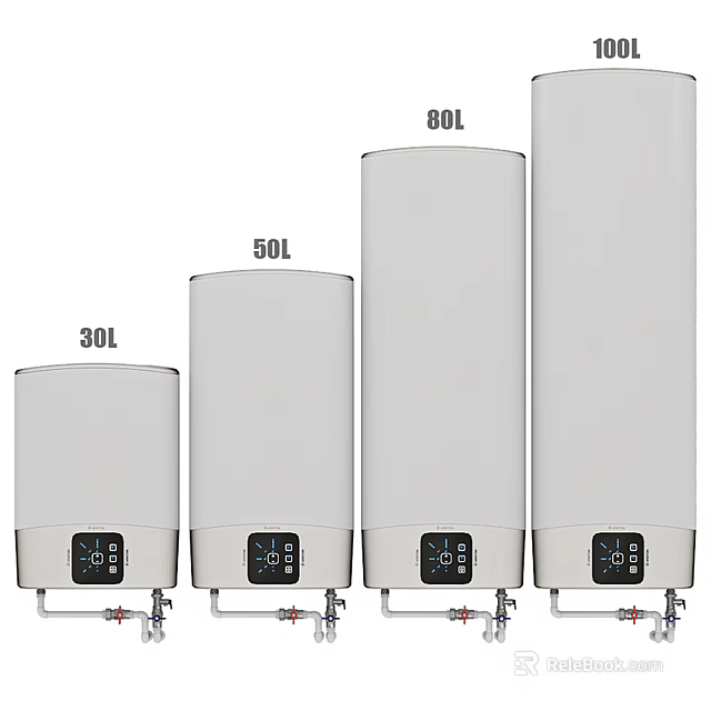 Electric Water Heaters with 30L 50L 80L Capacities Home Use Digital Display Control 3d model 