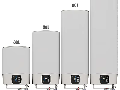 Electric Water Heaters with 30L 50L 80L Capacities Home Use Digital Display Control 3d model