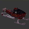Red Snowmobile With Track System Ski Attachments G-155 Number And Modern Design
