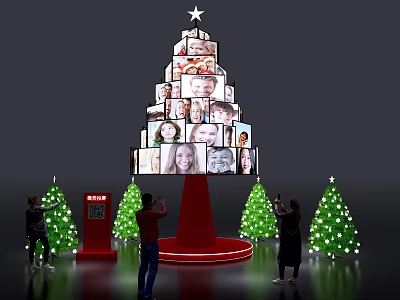 RUM Christmas Photo Tree Featuring Multiple Face Photos And People Taking 3d model