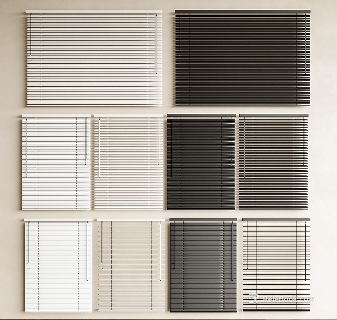 Stylish Window Blinds in Multiple Colors and Modern Styles for Home Decoration 3d model 