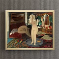 Vintage Interior Scene With People Sitting Around Wooden Table And Antique Lamp