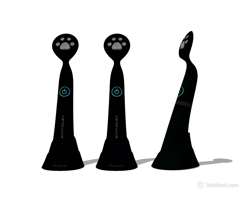 Three Black Handheld Medical Devices With Claw Shaped Heads And Blue Indicator Lights 3d model 