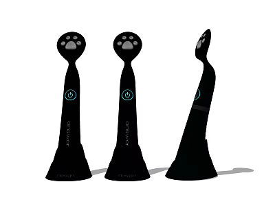 Three Black Handheld Medical Devices With Claw Shaped Heads And Blue Indicator Lights 3d model