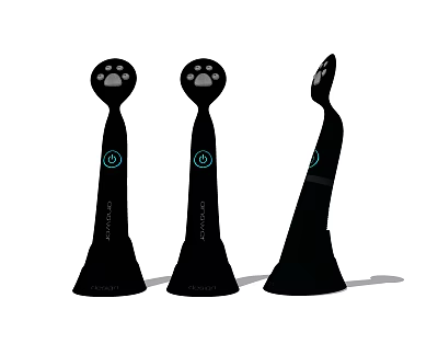 Three Black Handheld Medical Devices With Claw Shaped Heads And Blue Indicator Lights 3d model