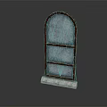 Arched Decorative Shelf with Three Glass Panels Dark Frame and White Base 3d model