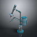 Biomimetic Robotic Arm Character With Blue Gray Body And Circular Base Structure 3d model