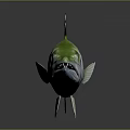 Green And White Fish With Black Tail Yellow Eyes On Gray Background With Reflection