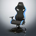Black and Blue Gaming Chair with Brand Logo Armrests Swivel and Wheels