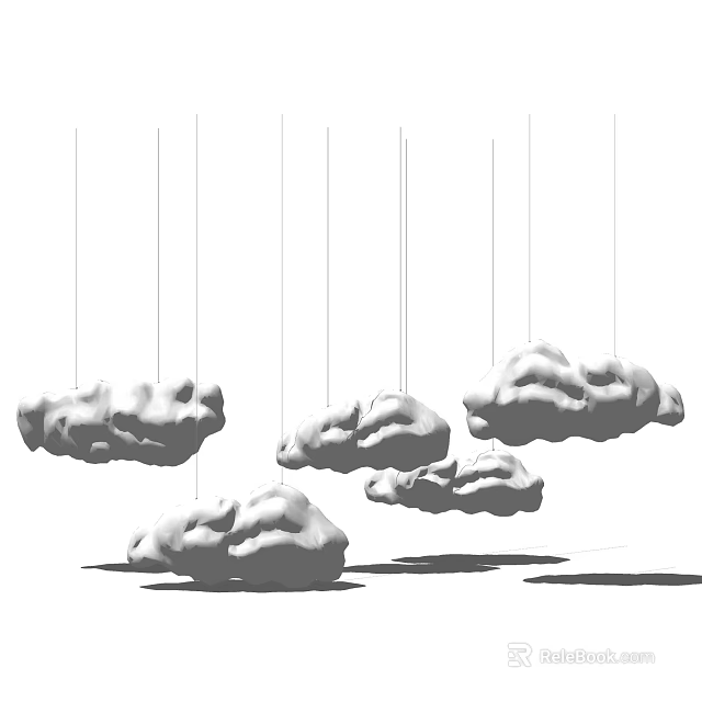 Cloud Shaped Pendant Lights Hanging In Modern Interior Design 3d model 