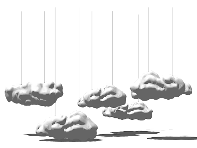 Cloud Shaped Pendant Lights Hanging In Modern Interior Design 3d model