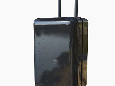 Black Trolley Suitcase With Smooth Surface And Modern Pattern Design 3d model