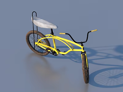 Yellow Bicycle With White Seat Black Handlebars And Classic Frame Design 3d model