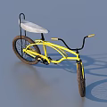 Yellow Bicycle With White Seat Black Handlebars And Classic Frame Design
