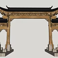 Chinese-style archway ancient archway arch 3d model