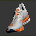 White And Orange Running Shoes Featuring Brand Logo On Upper And Bright Orange Sole