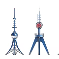 Various Industrial Equipment Tower Structures With Metal Frames And Spherical Components