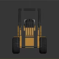 Yellow Forklift With Black Cab Silver Gas Cylinder And Front Forks On Dark Surface