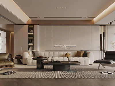 Modern Living Room Interior With Comfortable Sofa Coffee Table Area Rug And Wall Lighting 3d model