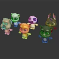 Cute 3D Cartoon Animal Toys With Different Colors And Expressive Faces