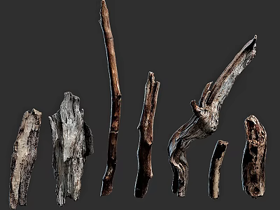 Natural Stone And Wood Pieces With Various Textures For Decorative Craft Projects 3d model