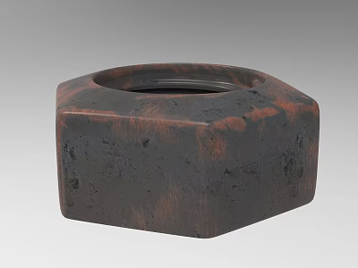 Hexagonal Textured Dark Brown Black Stone Construction Component With Smooth Surface 3d model